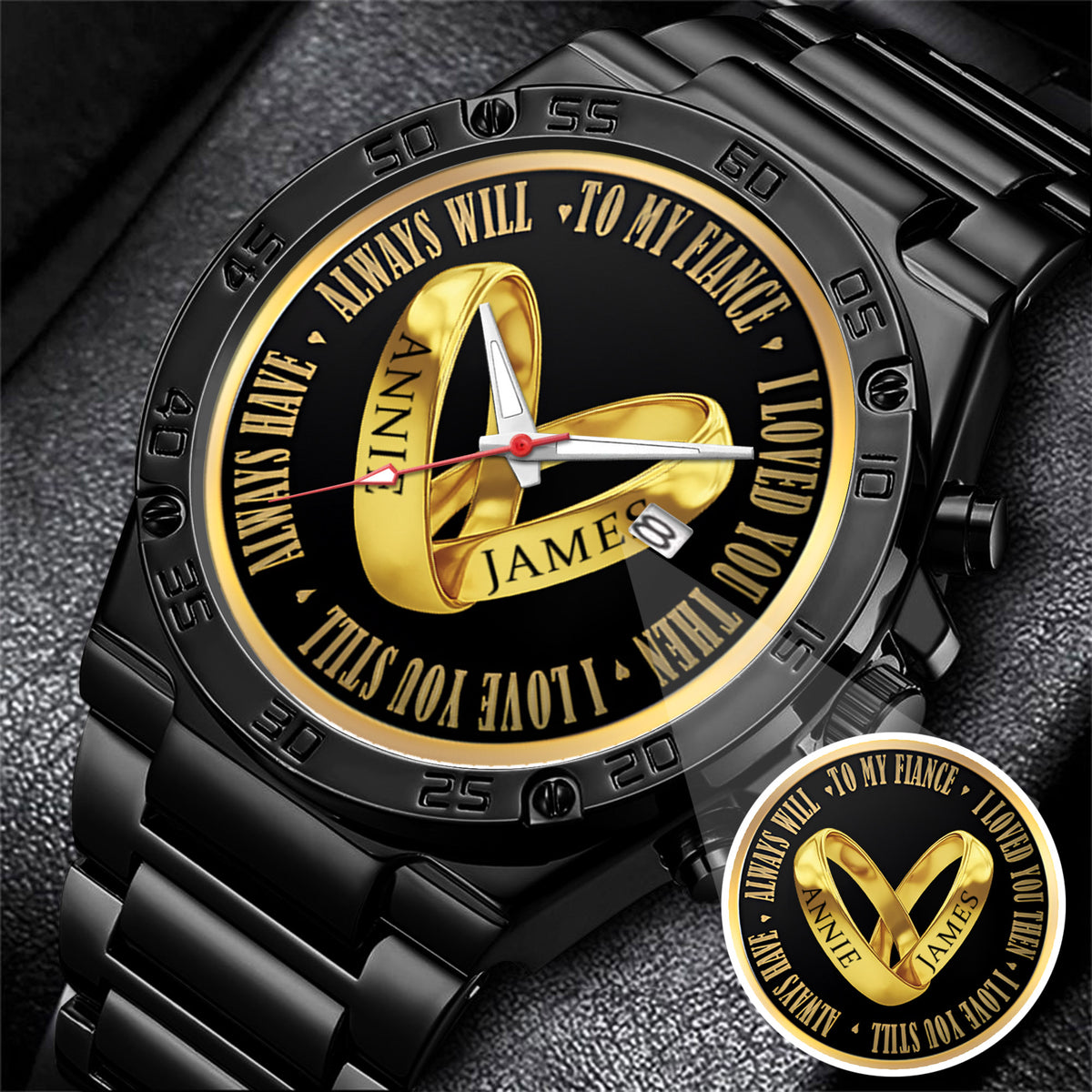 Custom Name Couple Watch – Personalized His & Hers Watch Set – Romantic Gift for Valentine’s Day, Anniversary & Birthday