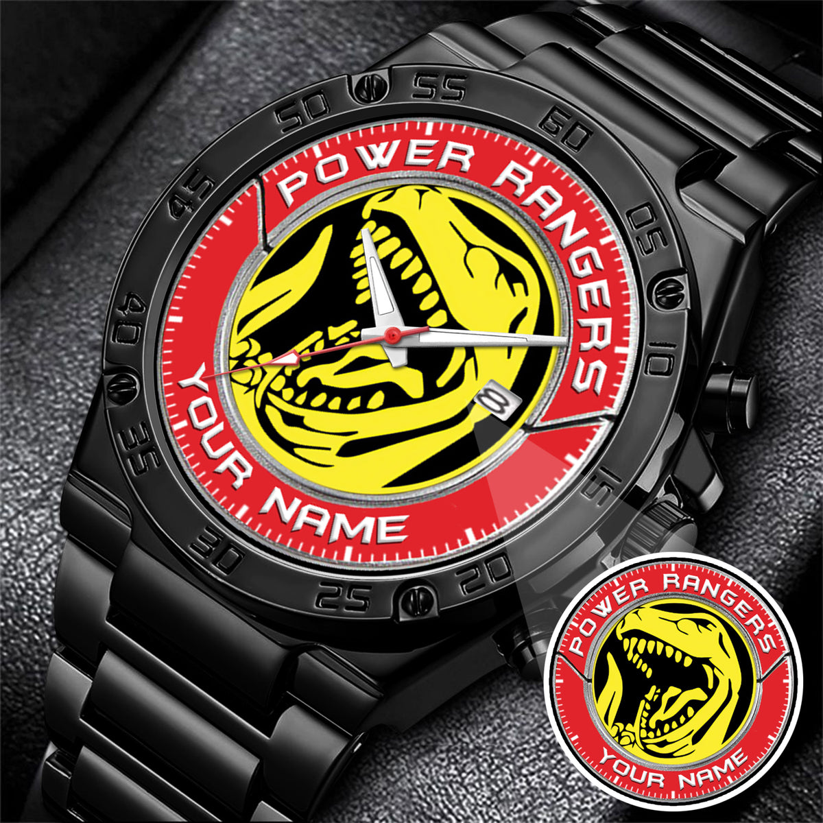 Mighty Morphin Power Rangers Tyrannosaurus Custom Name Watch