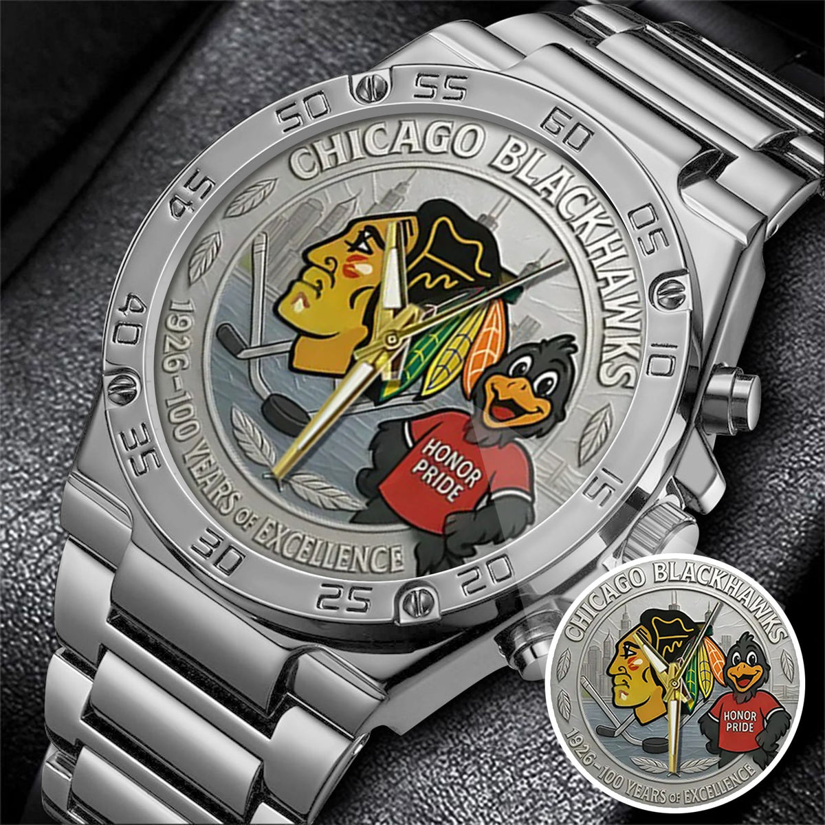 Chicago Blackhawks 100th Anniversary 2026 Stainless Steel Watch