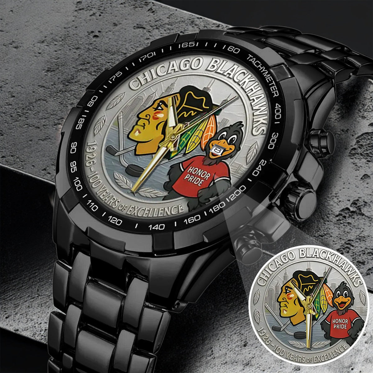 Chicago Blackhawks 100th Anniversary 2026 Stainless Steel Watch
