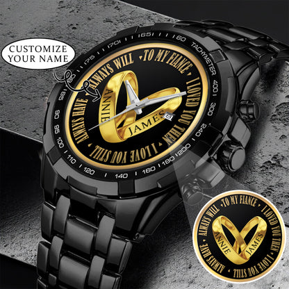 Custom Name Couple Watch – Personalized His & Hers Watch Set – Romantic Gift for Valentine’s Day, Anniversary & Birthday
