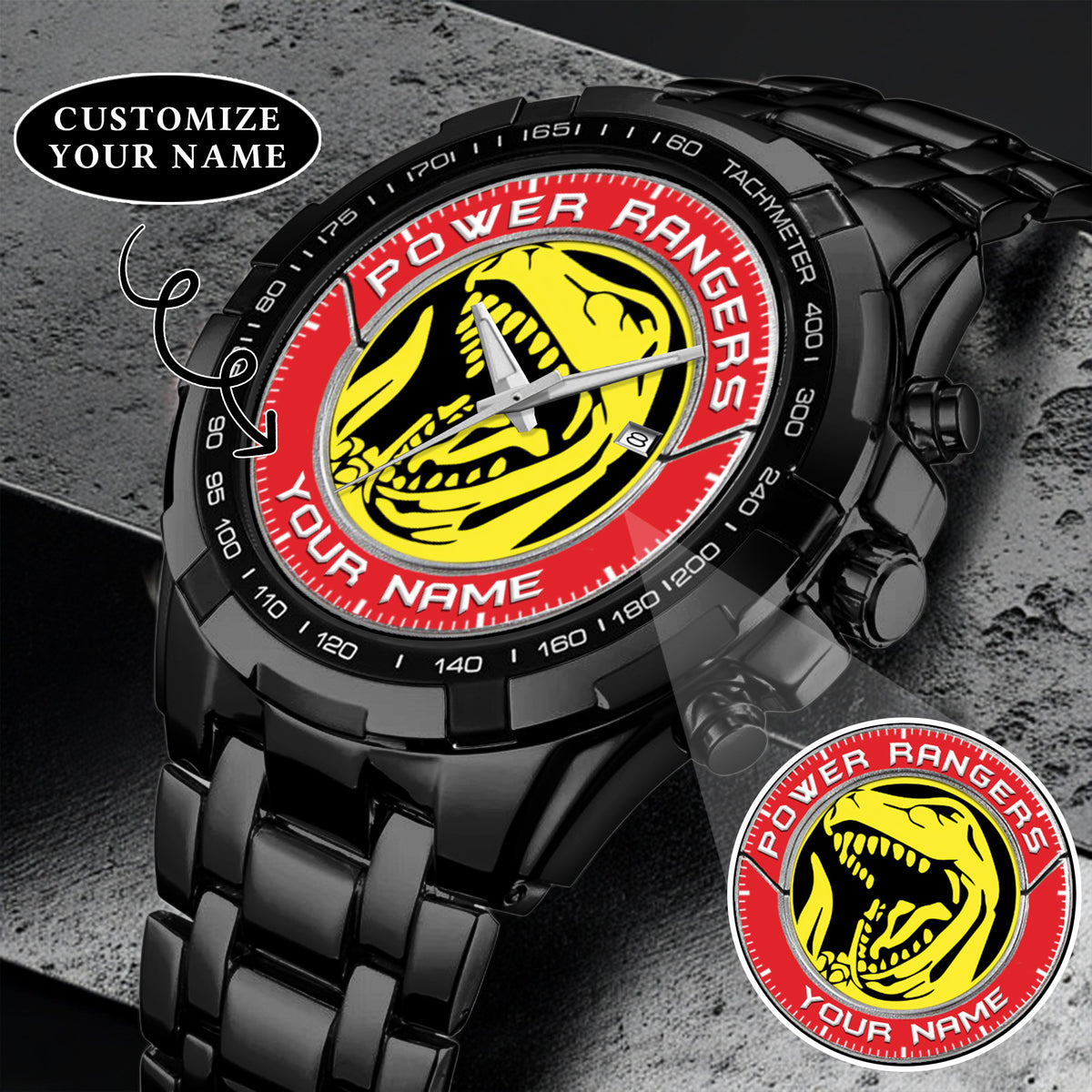 Mighty Morphin Power Rangers Tyrannosaurus Custom Name Watch