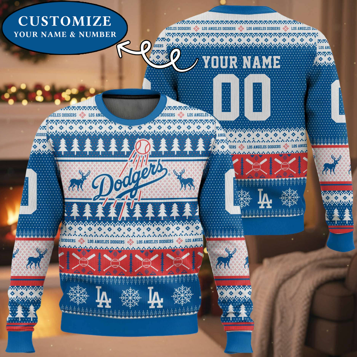 LA Dodgers 2025 Worlds Series Champion Christmas Ugly Sweatshirt