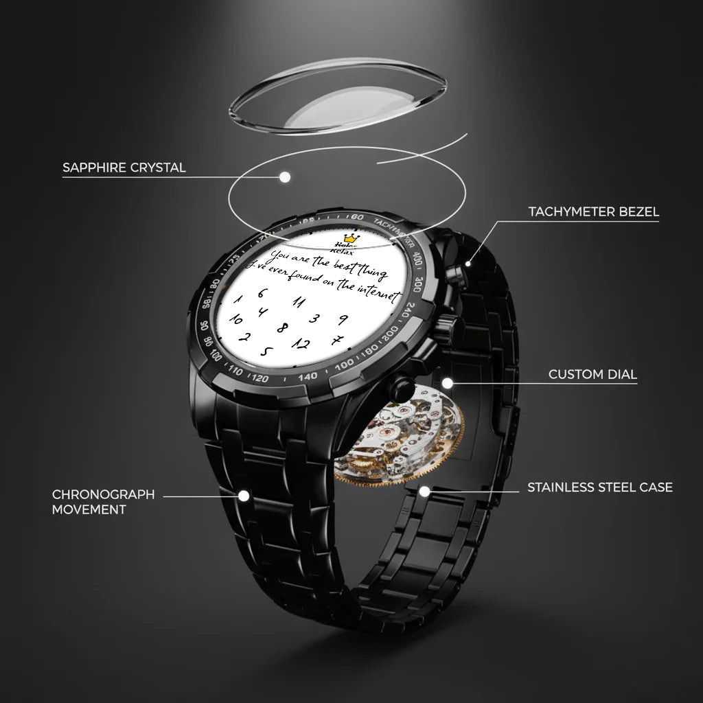 Custom Message Watch for Him – Unique Gift for Boyfriend, Husband, Anniversary & Valentine’s Day