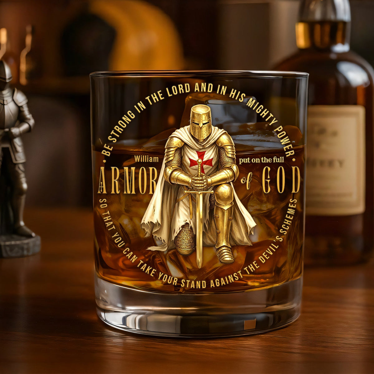 Kneeling Knight Armor Of God Round Glass - Personalized Gifts For Christians Glass 03HUTI041225