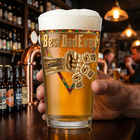 The Black Father Beer Glass - Personalized Gifts For Dad 06huti230526