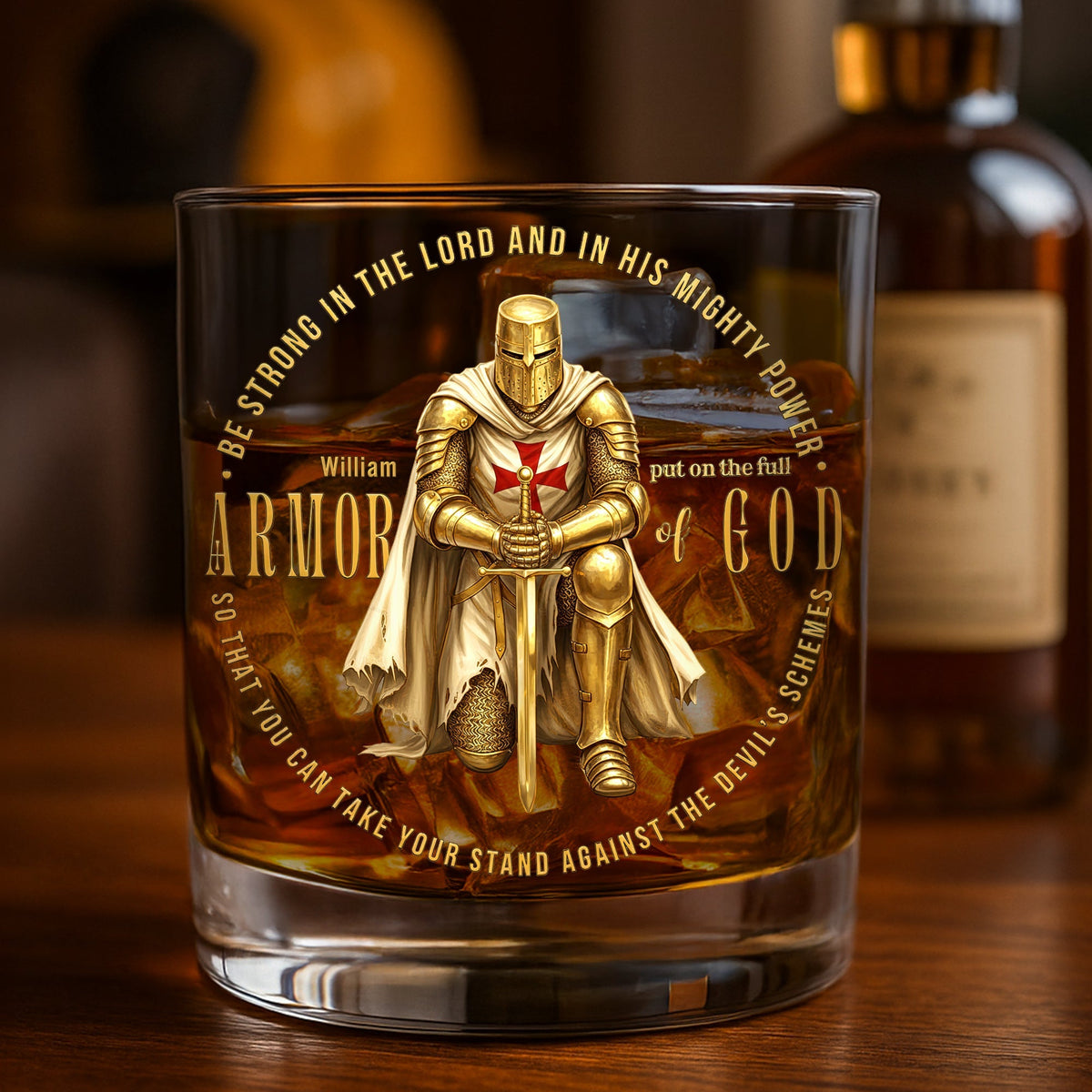 Kneeling Knight Armor Of God Round Glass - Personalized Gifts For Christians Glass 03HUTI041225