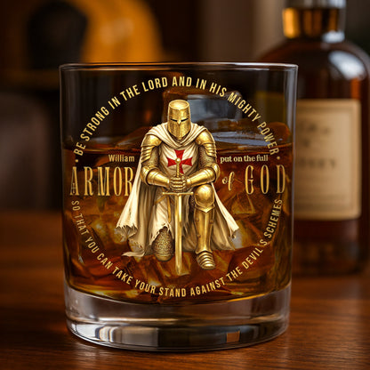 Kneeling Knight Armor Of God Round Glass - Personalized Gifts For Christians Glass 03HUTI041225