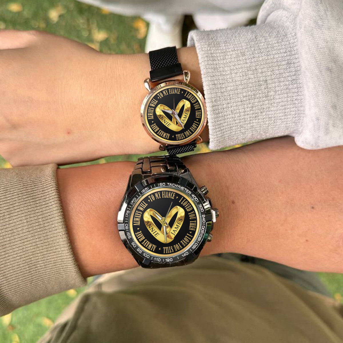 Custom Name Couple Watch – Personalized His & Hers Watch Set – Romantic Gift for Valentine’s Day, Anniversary & Birthday