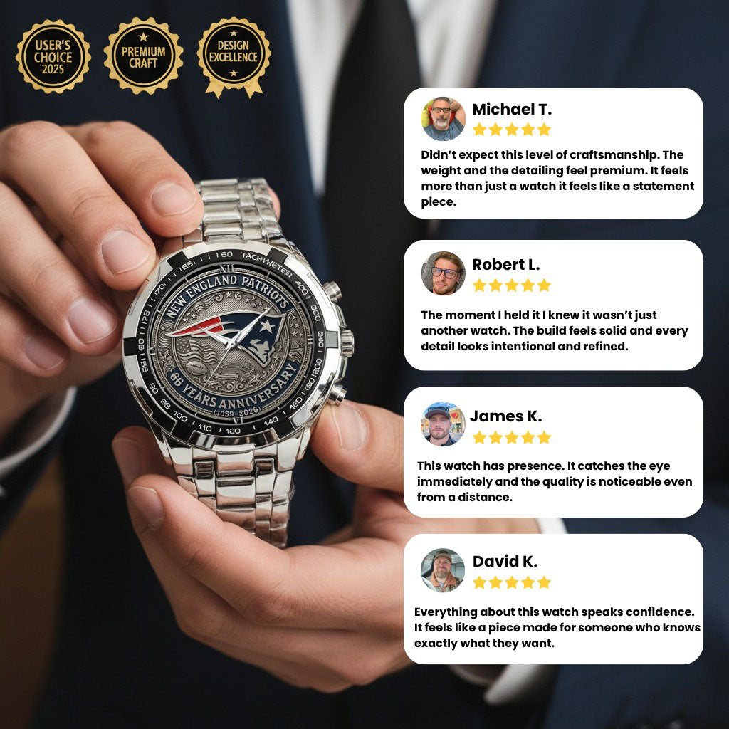 New England Patriots 65th Anniversary Stainless Steel Watch