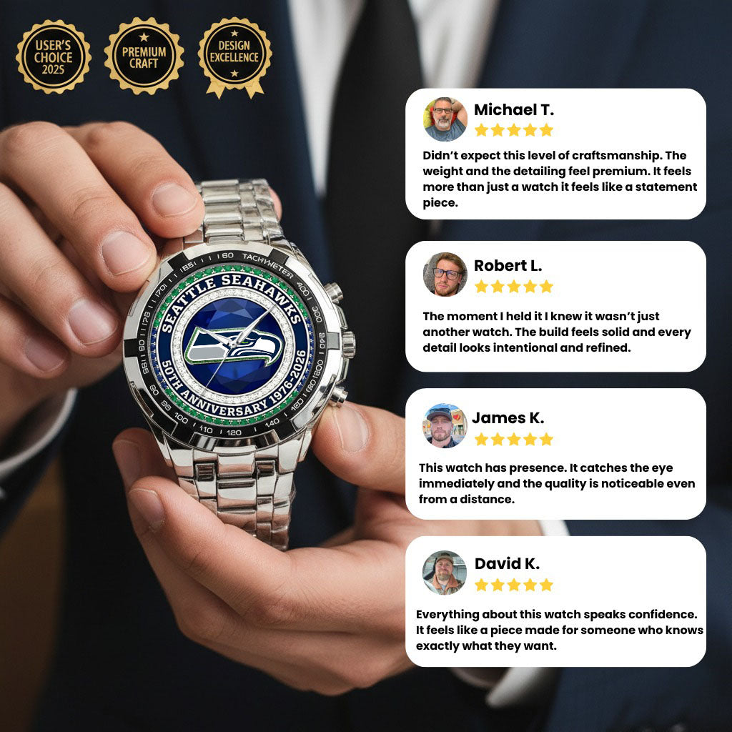 Seattle Seahawks 50th Anniversary Stainless Steel Watch
