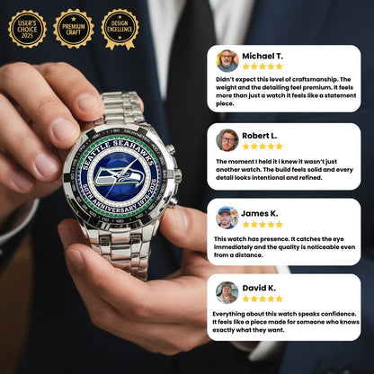 Seattle Seahawks 50th Anniversary Stainless Steel Watch